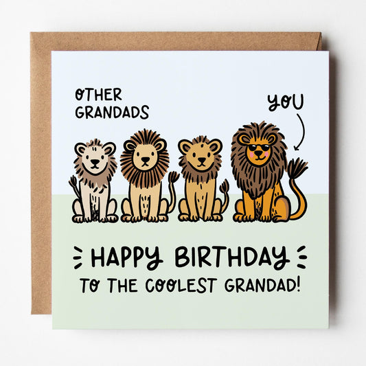 Cool Grandad Birthday Card; with Kraft envelope