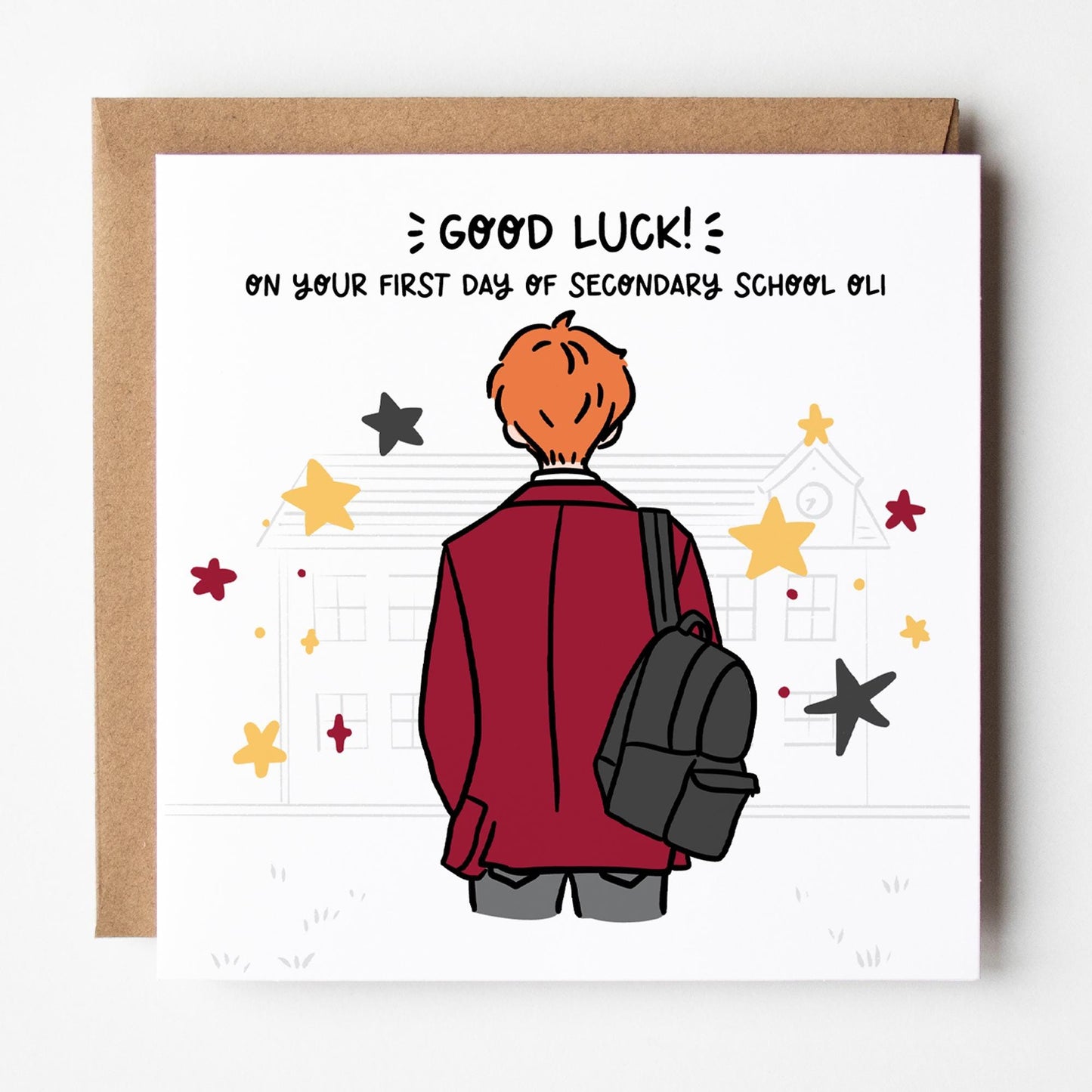 Starting Secondary School Card • Good Luck First Day of Secondary School Card for Boys