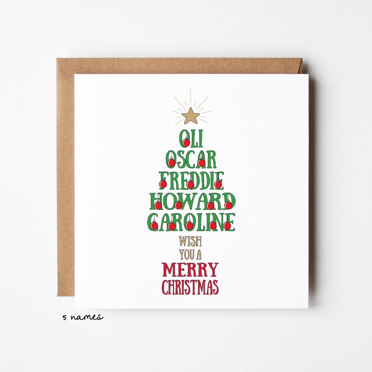 Personalised Christmas Cards, Multipack Christmas Card Pack With Kraft Envelope