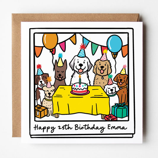 dog birthday party card, birthday card for dog lover