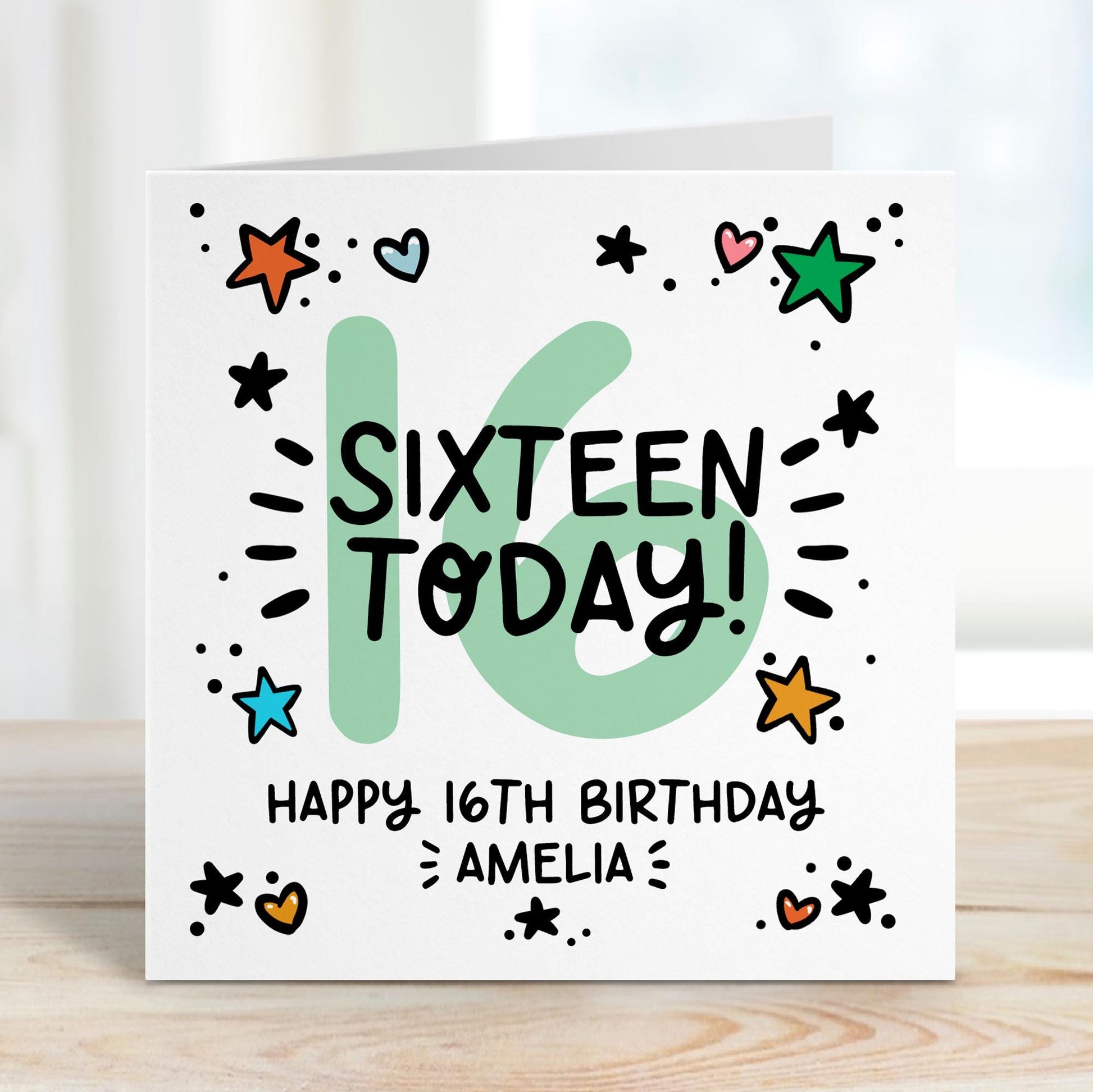 16th Birthday Card Personalised • 16th Birthday Number Card • Teenagers Birthday Card • Teenage