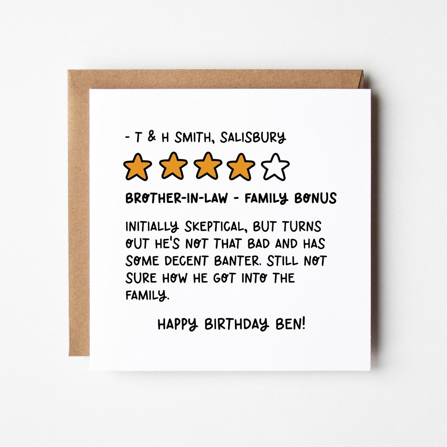 Brother In Law Birthday Card • Review Birthday Card for Brother-in-Law • Personalised Birthday Card for Brother • Funny Birthday Card •