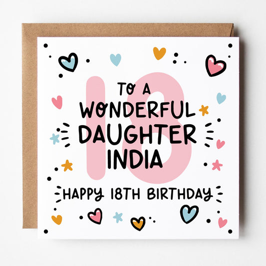 Daughter 18th Birthday Card • Personalised 18th Birthday Card For Daughter • Daughters 18th Birthday Card •