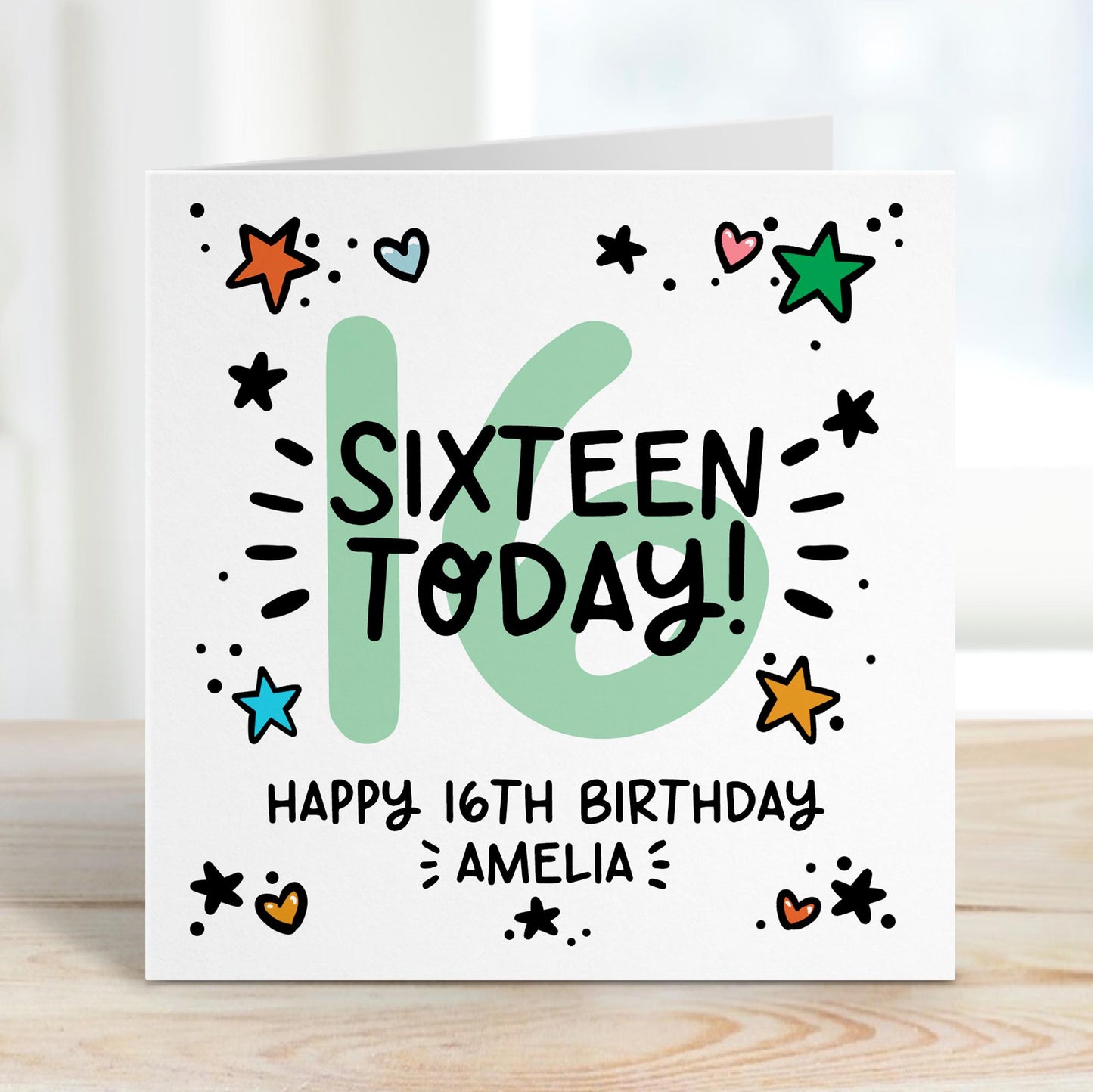 16th Birthday Card Personalised • 16th Birthday Number Card • Teenagers Birthday Card • Teenage