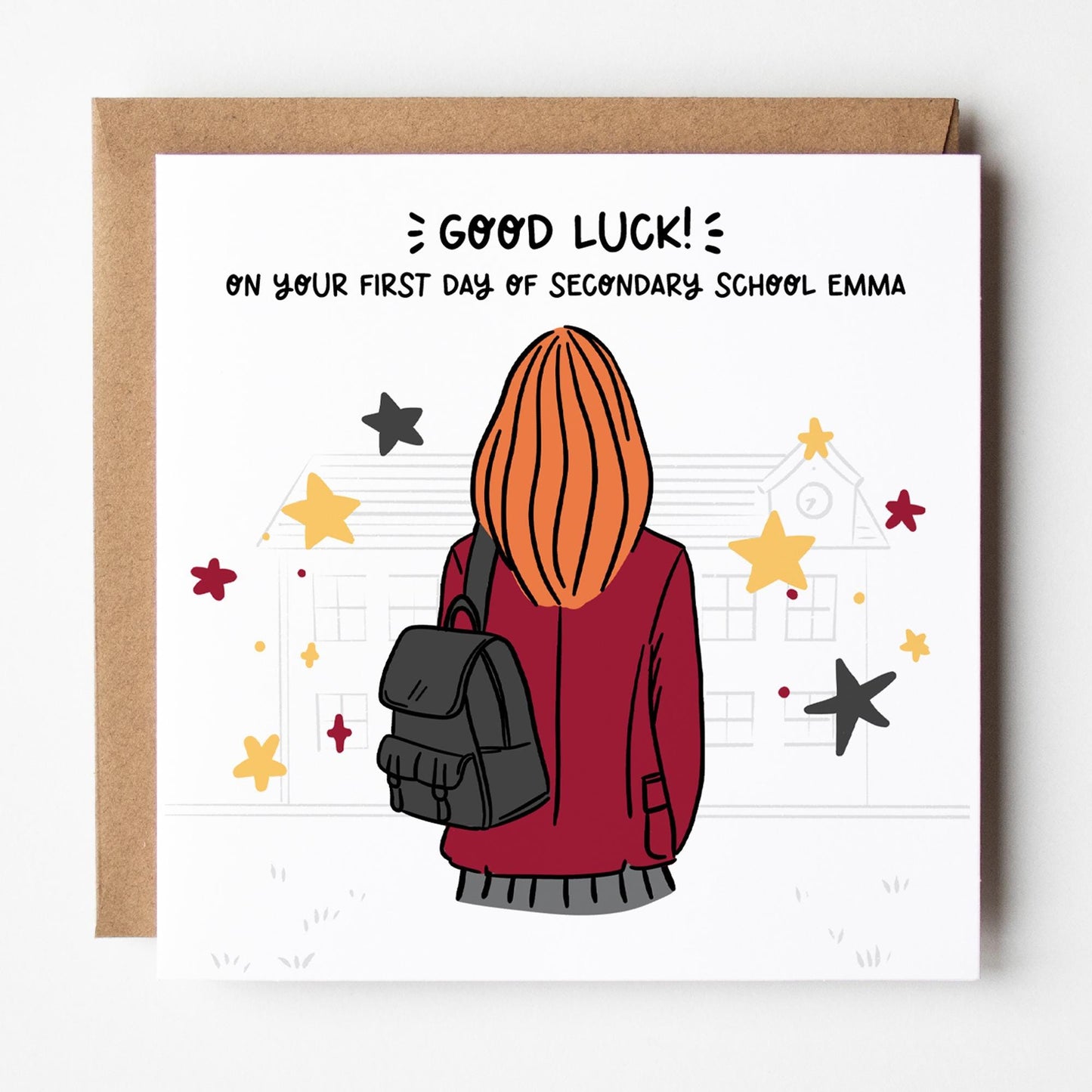 Starting Secondary School Card • Good Luck First Day of Secondary School Card for Girls