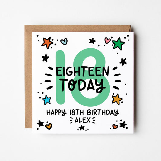 18th Birthday Card • Personalised 18th Birthday Card For Boys • 18 Today Birthday Card for Girls • 18th card for him for her