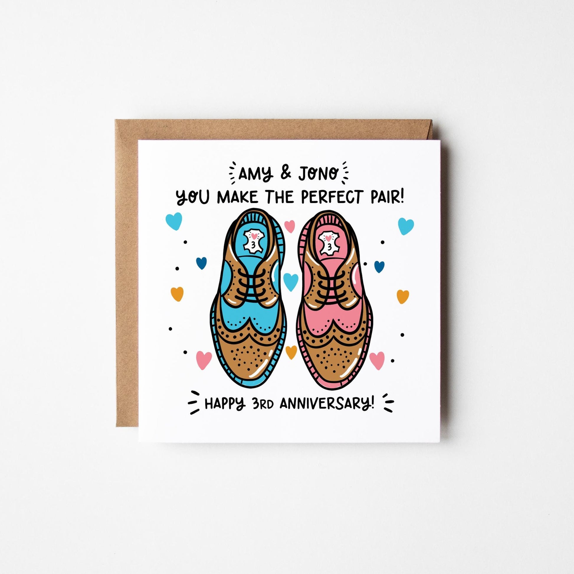 3rd Anniversary Card • Personalised Happy 3rd Anniversary Card • 3rd Anniversary Card For Them • Leather Anniversary