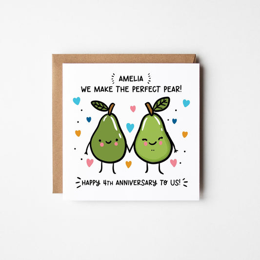 Happy 4th Anniversary Wife Card • Personalised Wife 4th Anniversary Card • 4th Anniversary Card For Her • Fruit Anniversary