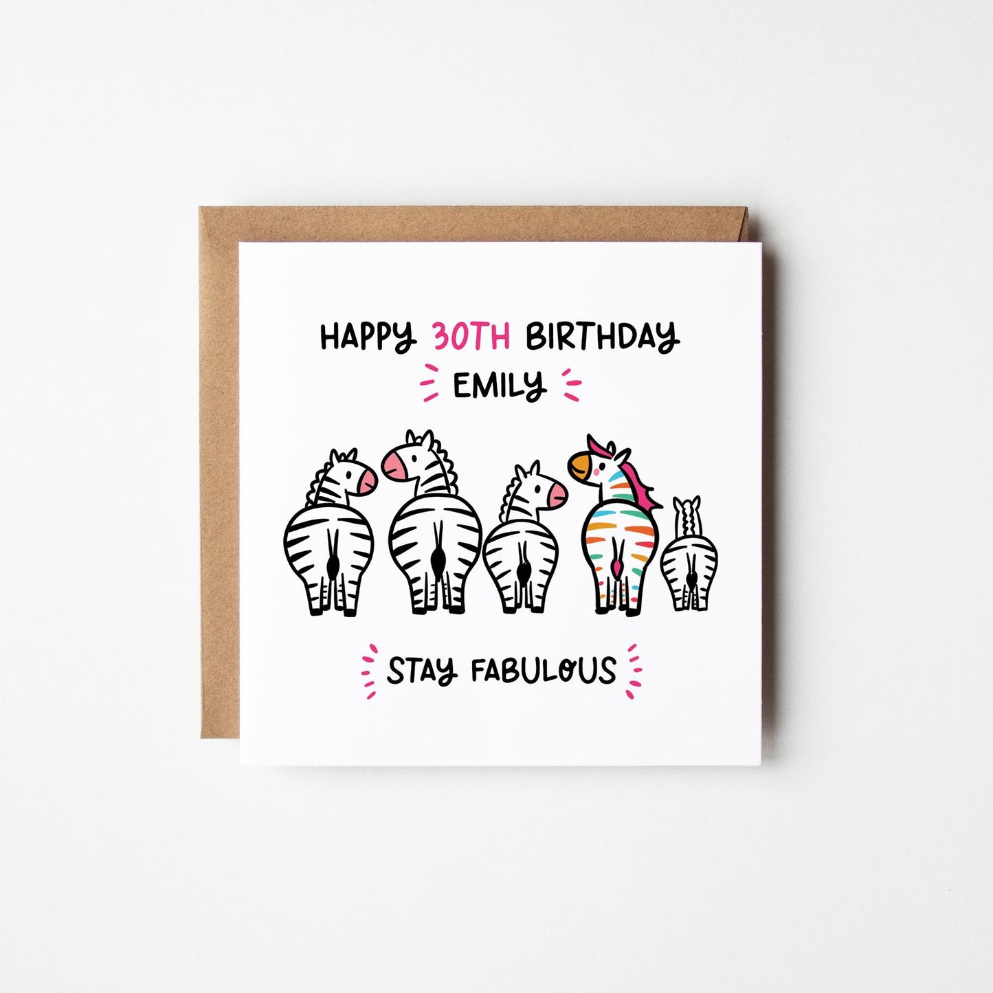 Stay Fabulous 40th Birthday Card for Her • Personalised 40th Birthday Card • Zebra Birthday Card • Fabulous at 40 Card