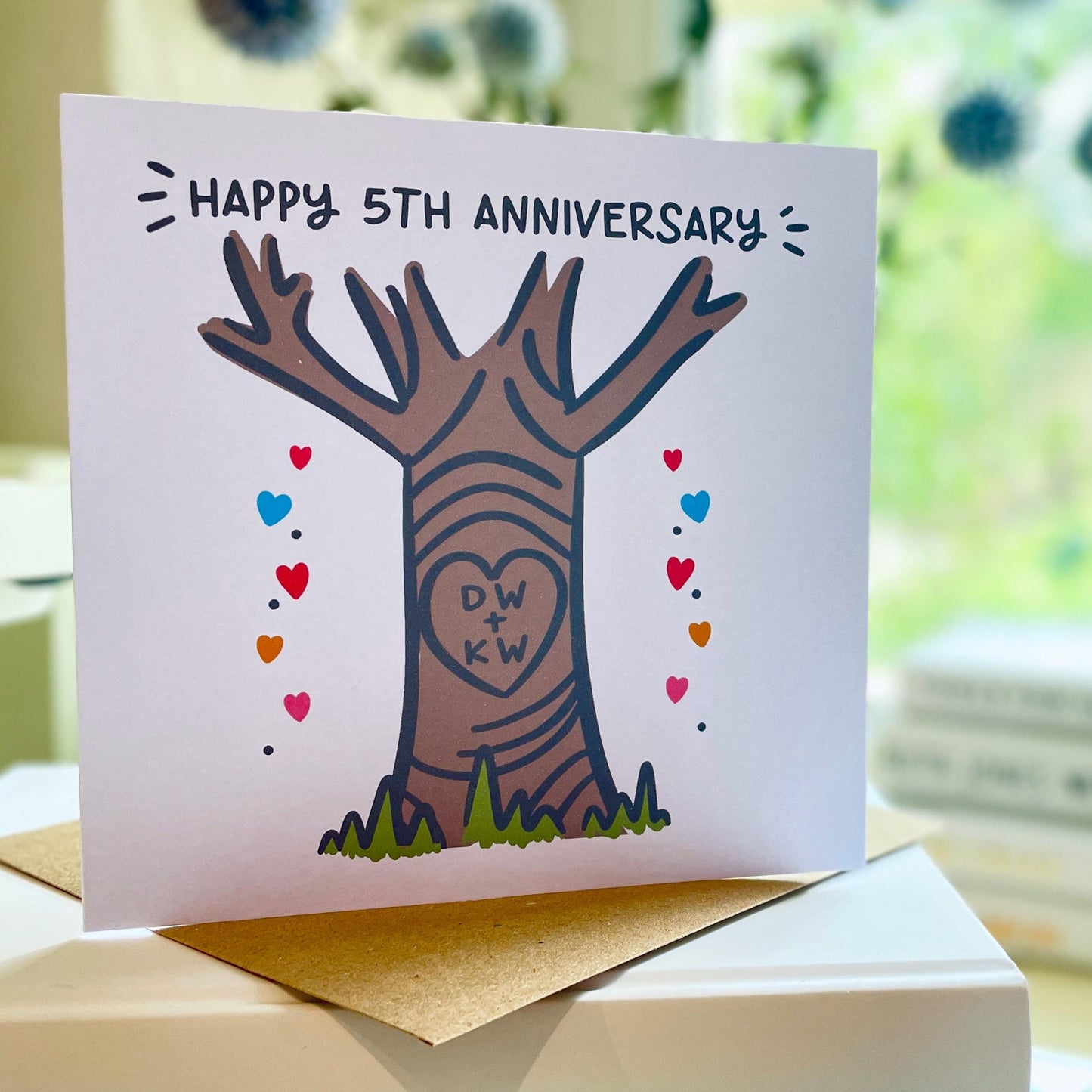 5th Anniversary Card • Personalised Happy 5th Anniversary Card • 5th Anniversary Card For Them • Wood Anniversary
