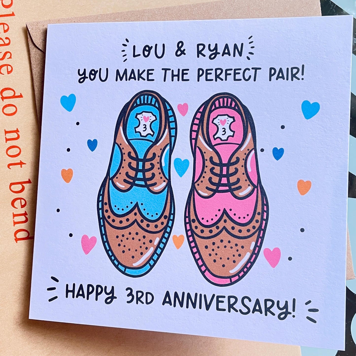 3rd Anniversary Card • Personalised Happy 3rd Anniversary Card • 3rd Anniversary Card For Them • Leather Anniversary