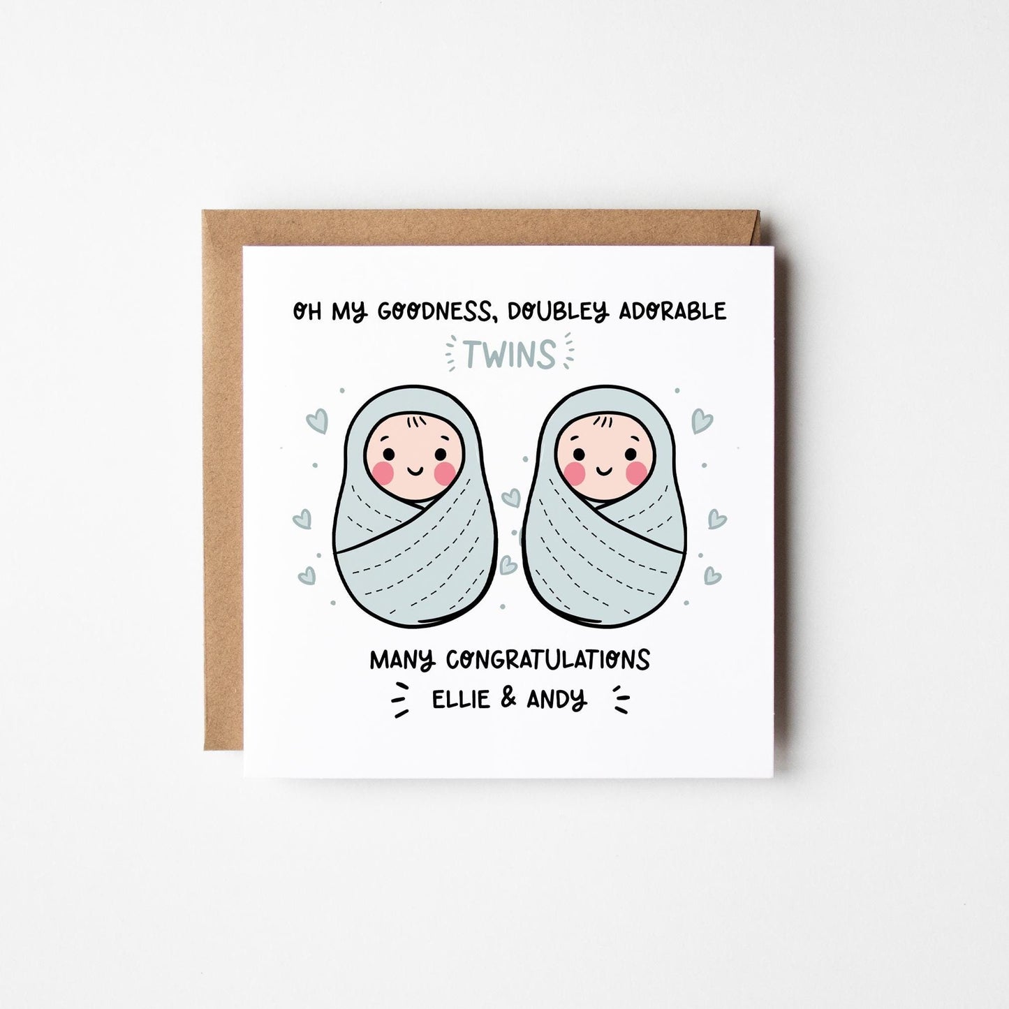 Twins Card Boys • Personalised Twin Boys Card • Congratulations Twins Card • Baby Shower Card