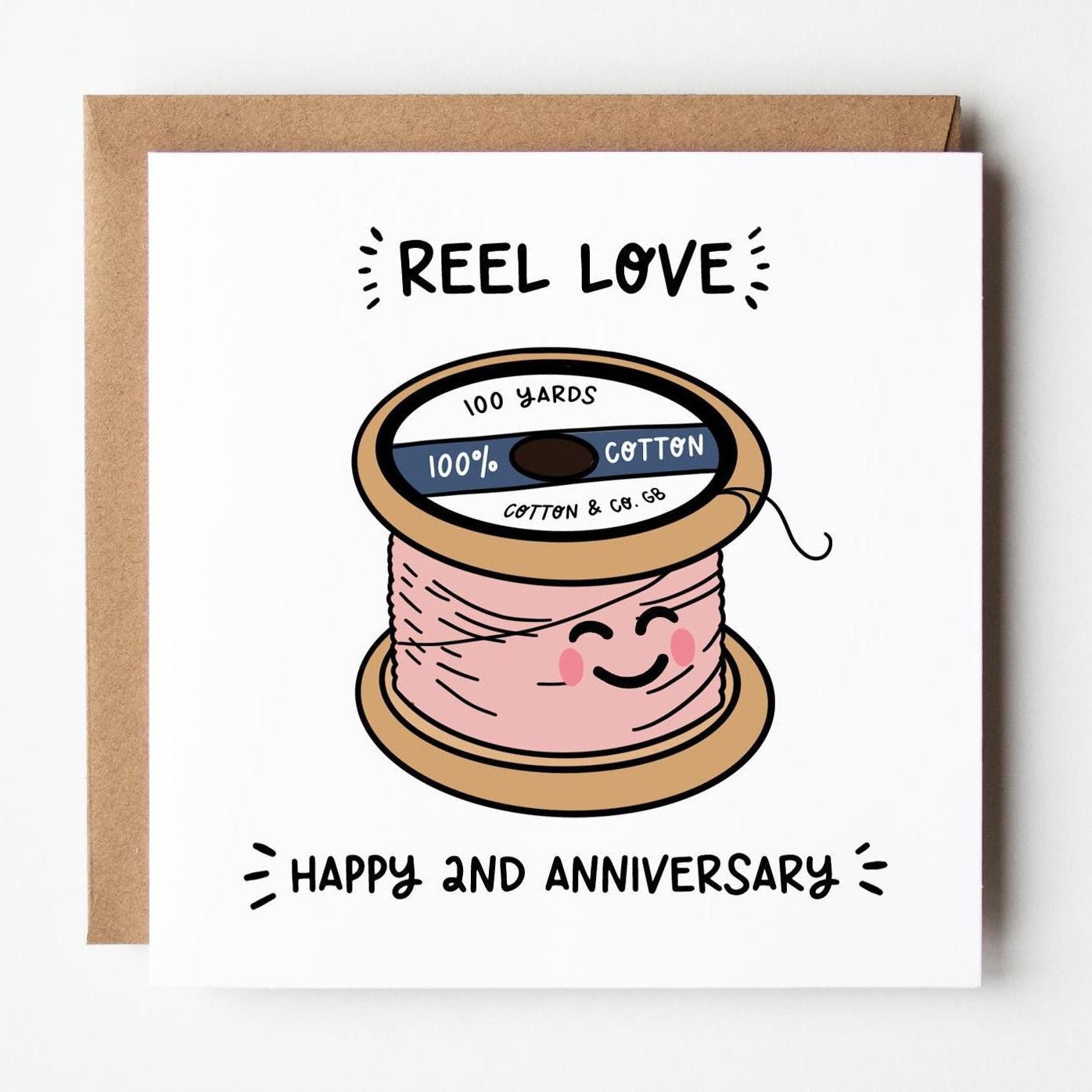2nd Anniversary Card • Cotton Reel  • Cotton Anniversary Card • 2nd Anniversary Card • Cotton Anniversary Gift