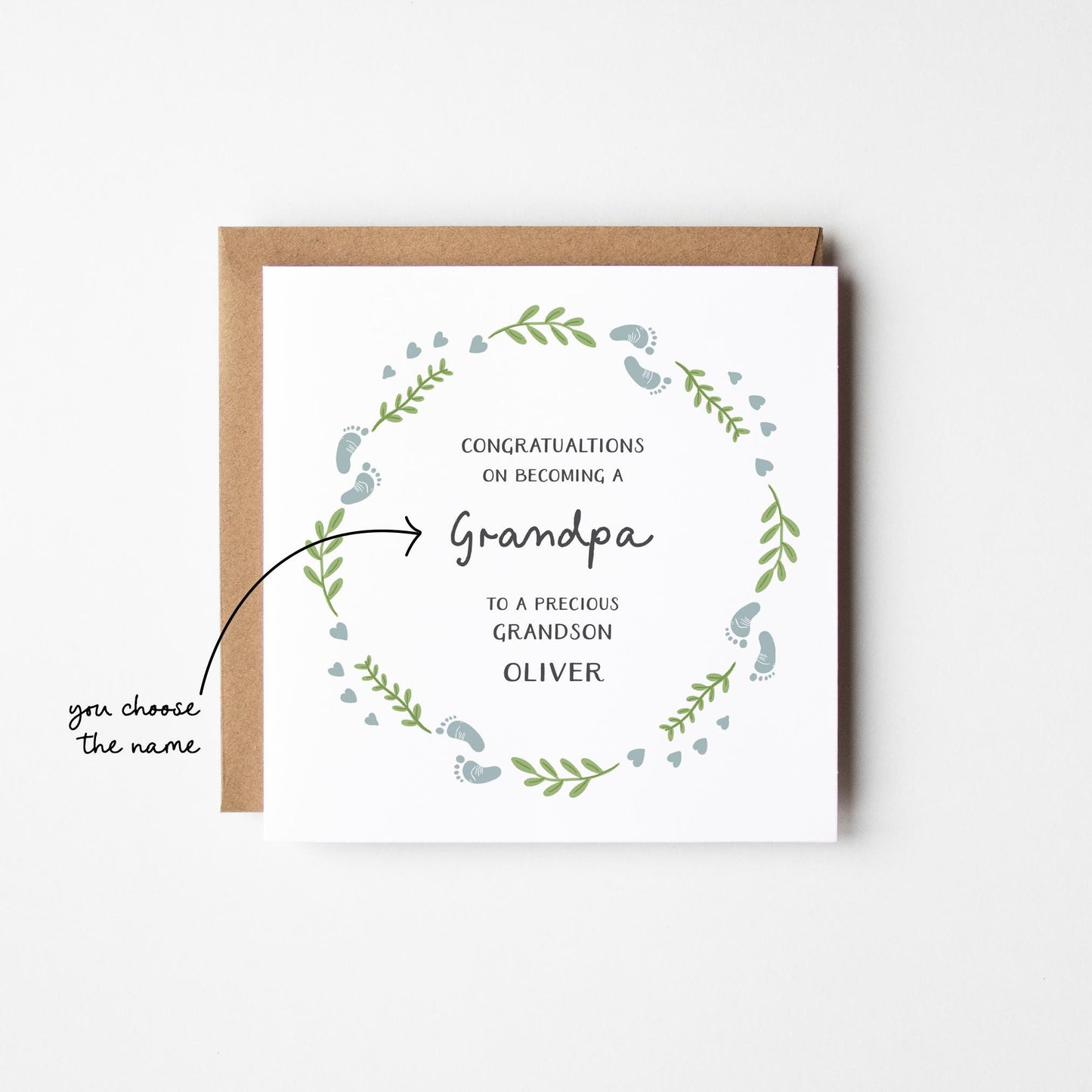 New Grandparent Card Pink/Blue • Personalised New Grandpa Grandma Card • Congratulations New Grandparent Card • New Grandchild