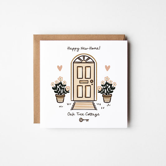 New Home Card • Personalised New Home Card with Front Door • New Address Card • Housewarming Card • New Home Gift Card