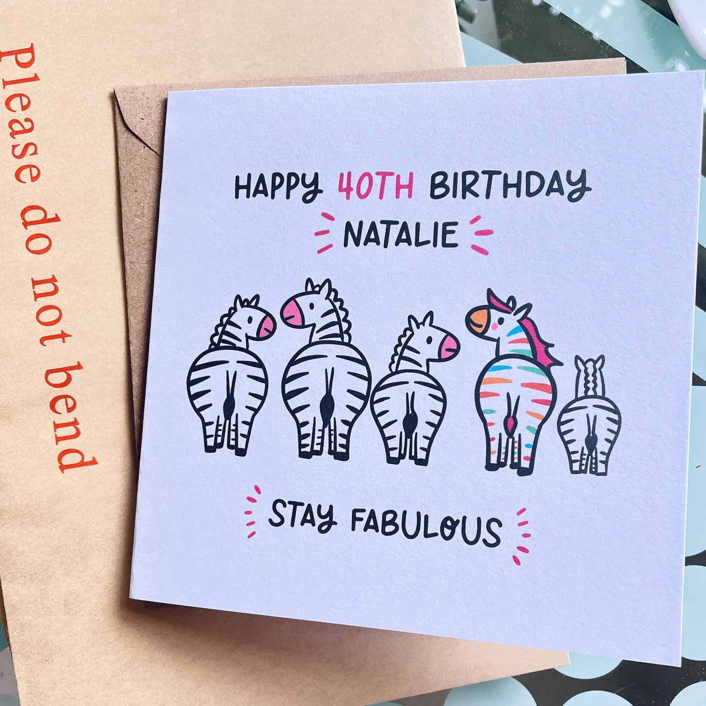 Stay Fabulous 40th Birthday Card for Her • Personalised 40th Birthday Card • Zebra Birthday Card • Fabulous at 40 Card