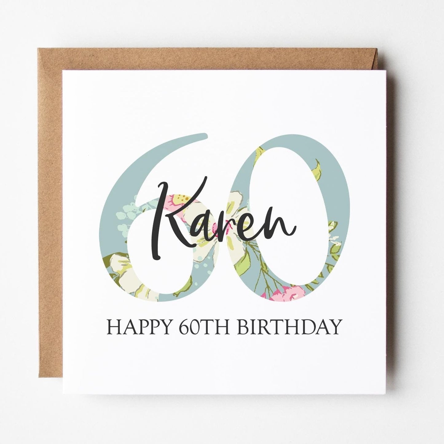 60th Birthday Card • Personalised 60th Birthday Card for Her • Daughter • Friend • Auntie • Cousin • Sister • Floral 60th Card