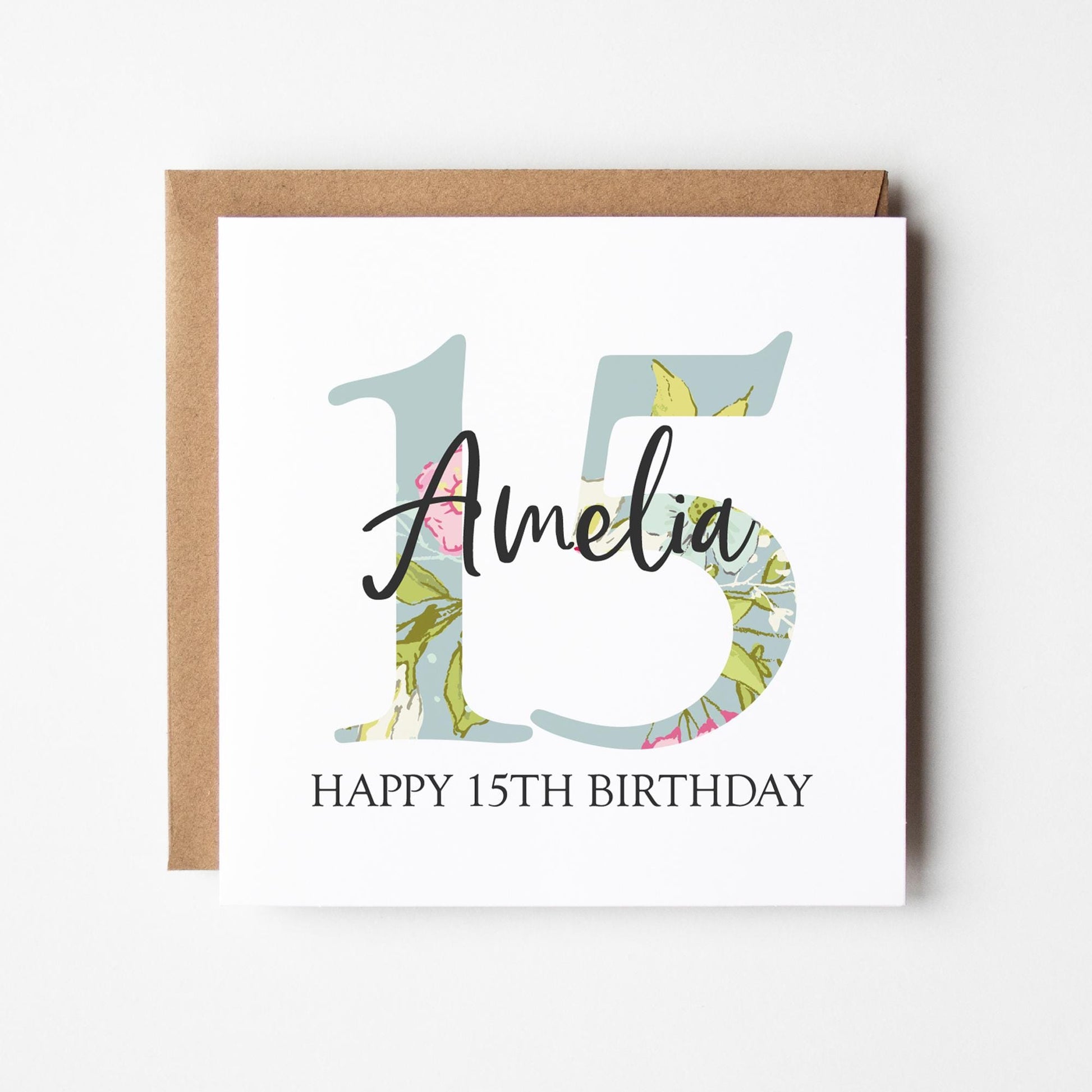 Personalised 15th Birthday Card • Birthday Number Card • Girl's Birthday Card •