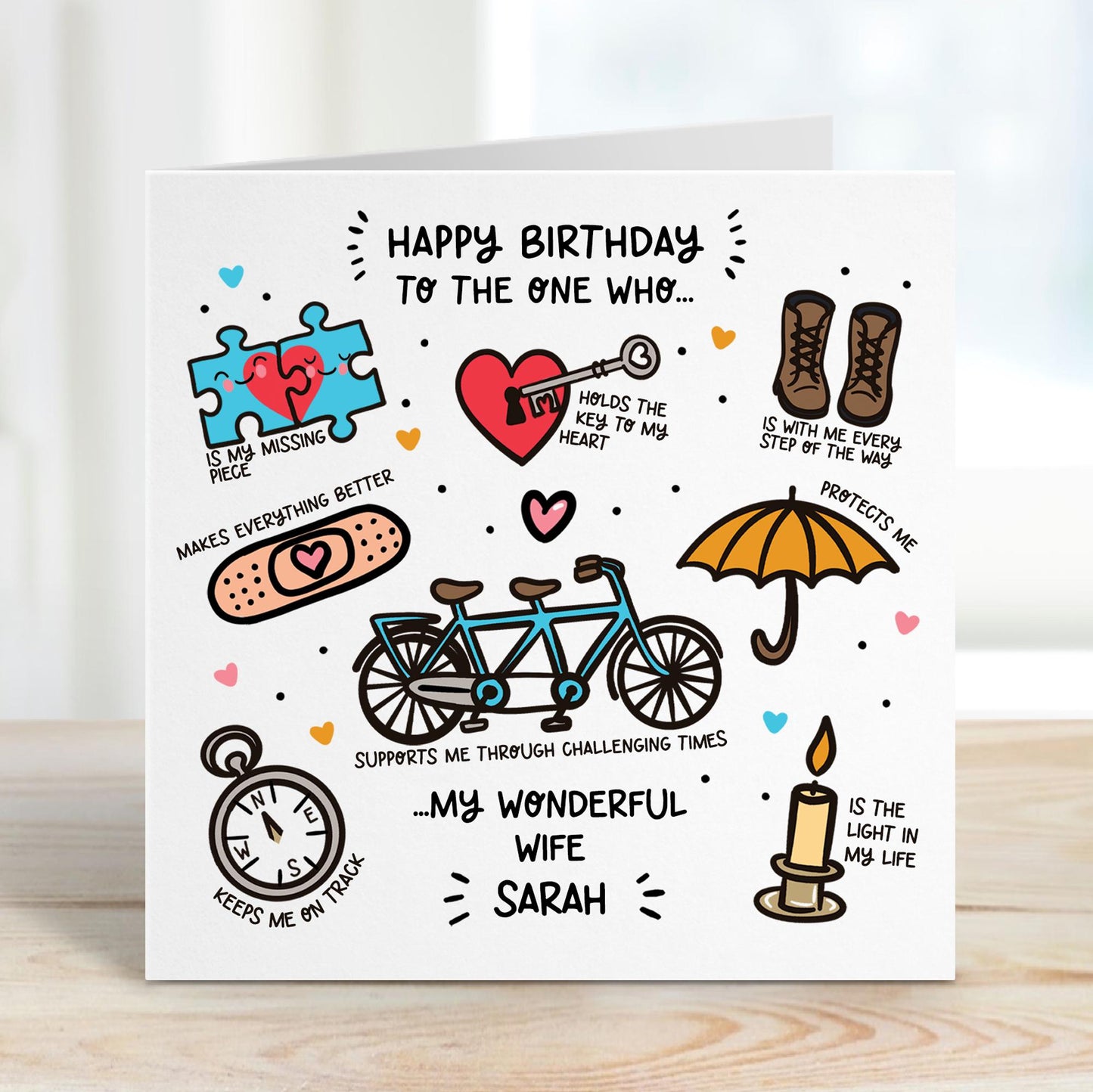 Wife Birthday Card, Personalised Supportive Wife Card