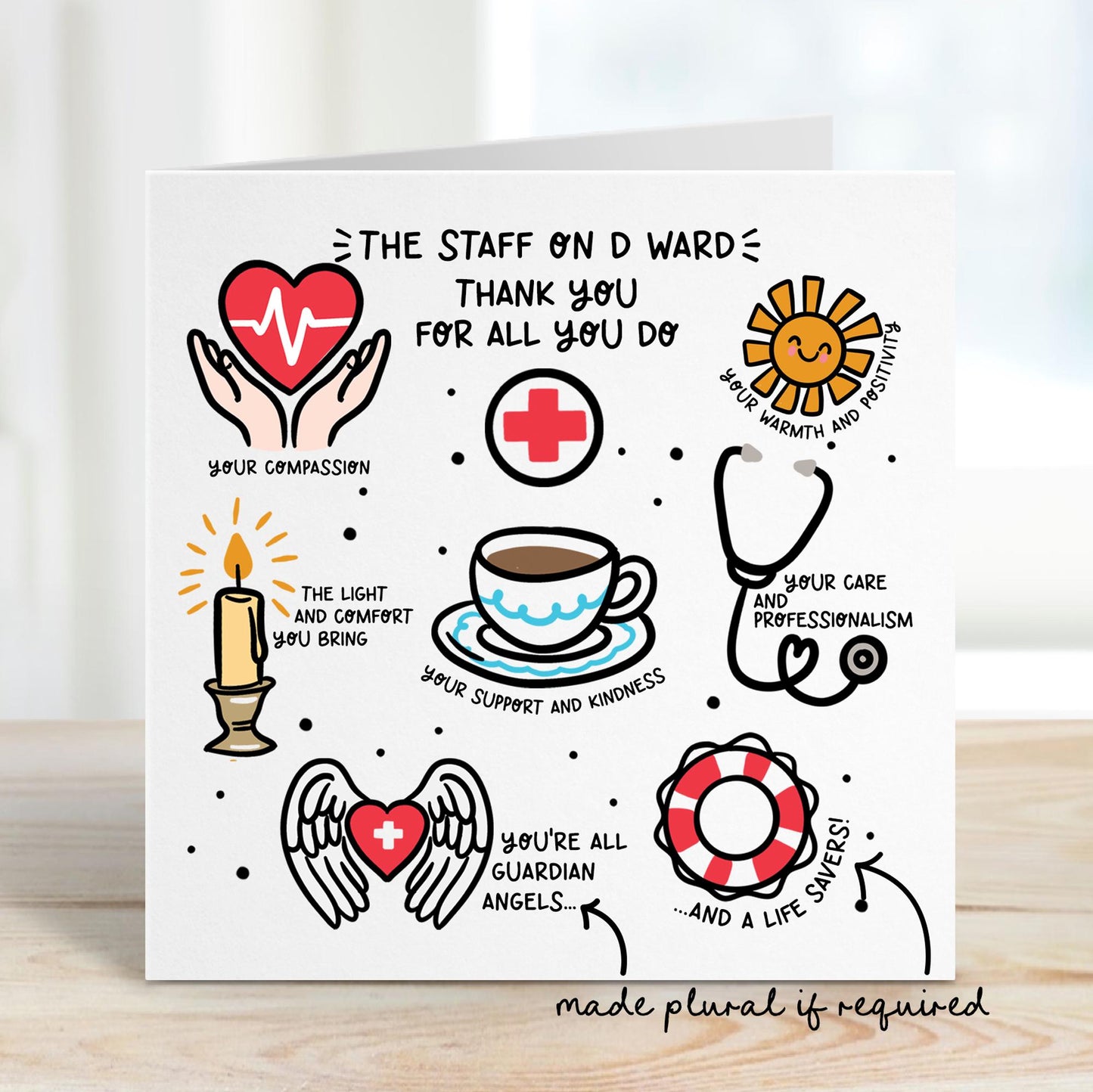 Thank You Card, Appreciation Greeting Card for Carer, Nurse and Doctor