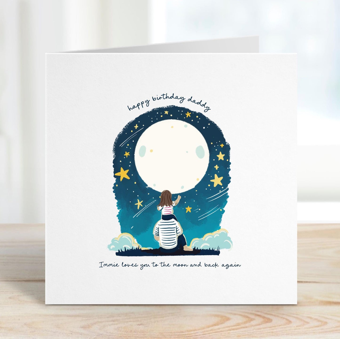 Happy Birthday Daddy Card from Daughter • Love You to The Moon and Back Birthday Card For Daddy • Cute Personalised Card For Daddy •