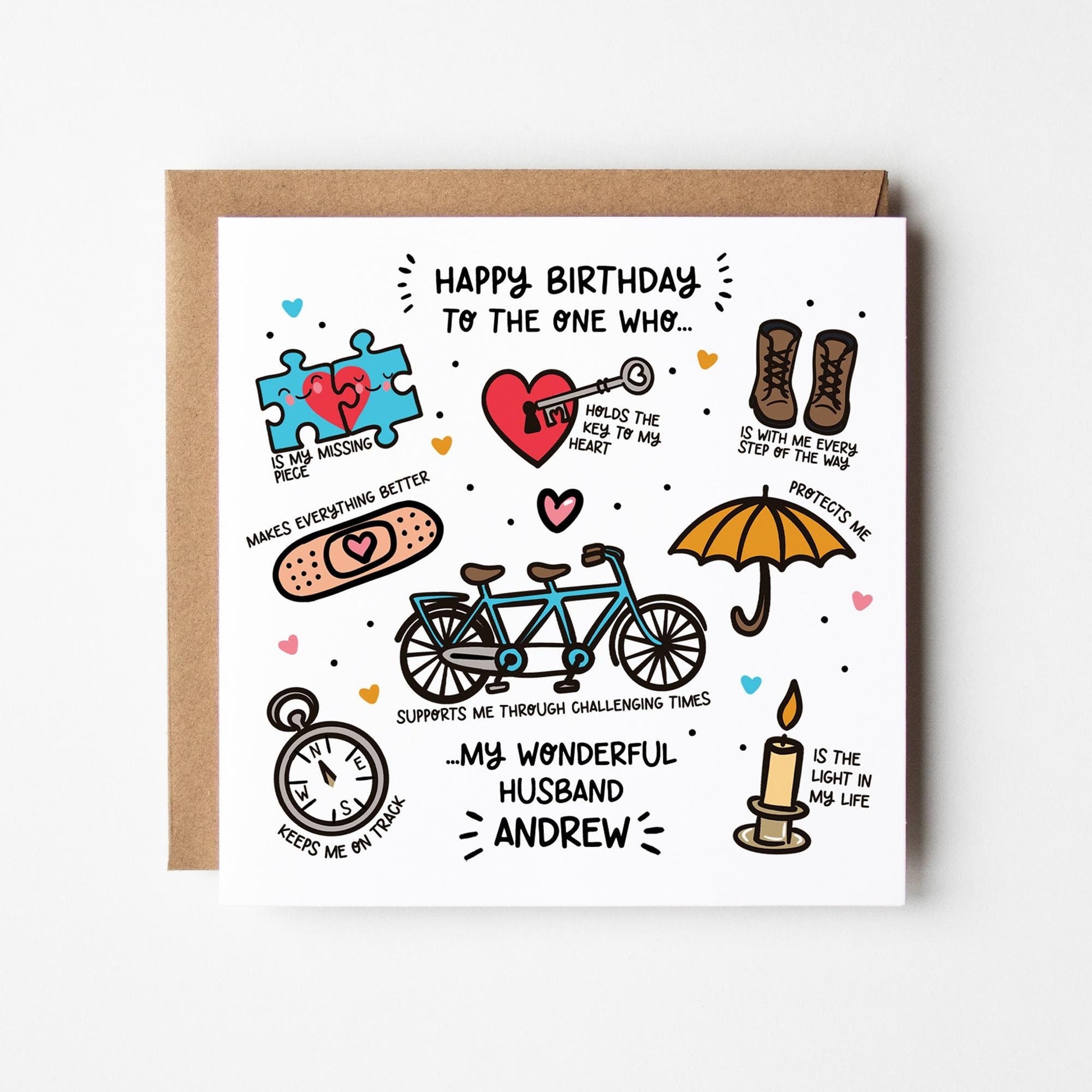 Husband Birthday Card • Personalised Birthday Card For Supportive Husband • Birthday Card For Husband • Husband You Complete Me Card  •