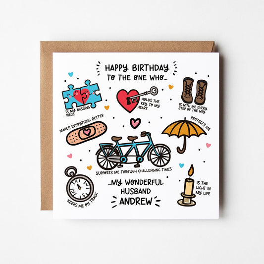 Husband Birthday Card • Personalised Birthday Card For Supportive Husband • Birthday Card For Husband • Husband You Complete Me Card  •