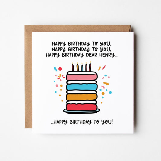 Birthday Song Card • Personalised Birthday Card • Birthday Cake Card • Card with Cake