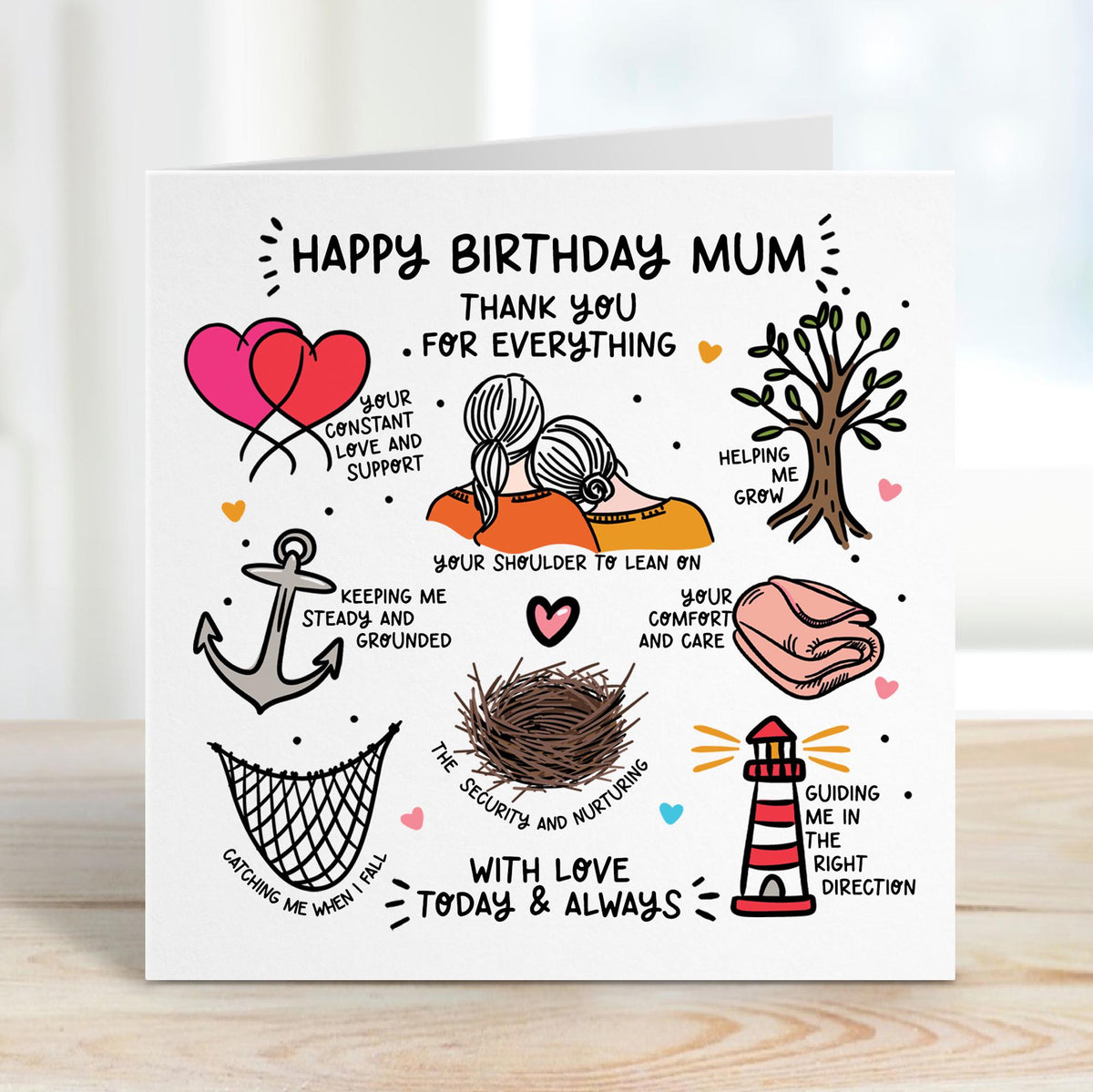 Mum Birthday Card • Personalised Birthday Card For Mum • Thank You Mum Birthday Card •