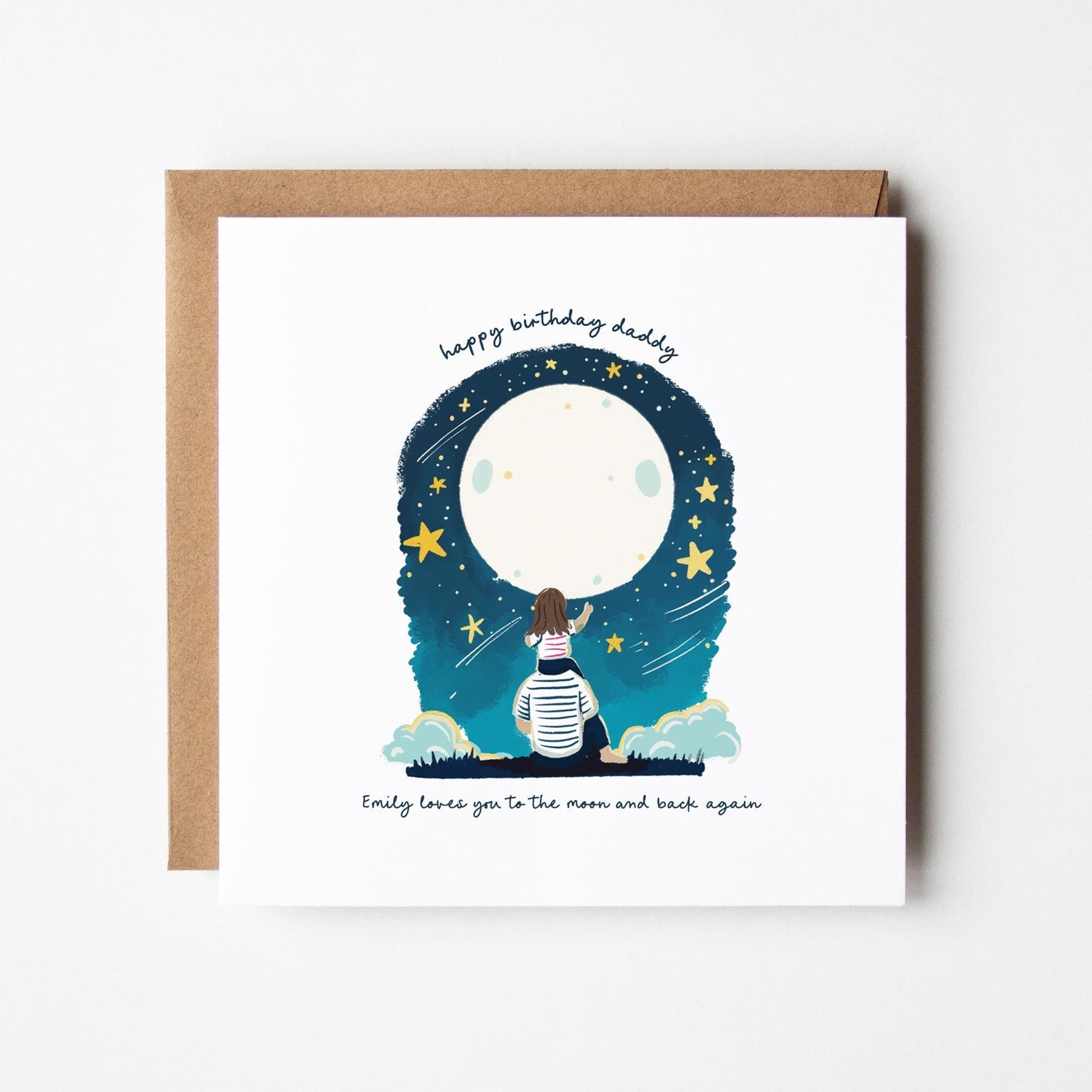 Happy Birthday Daddy Card from Daughter • Love You to The Moon and Back Birthday Card For Daddy • Cute Personalised Card For Daddy •