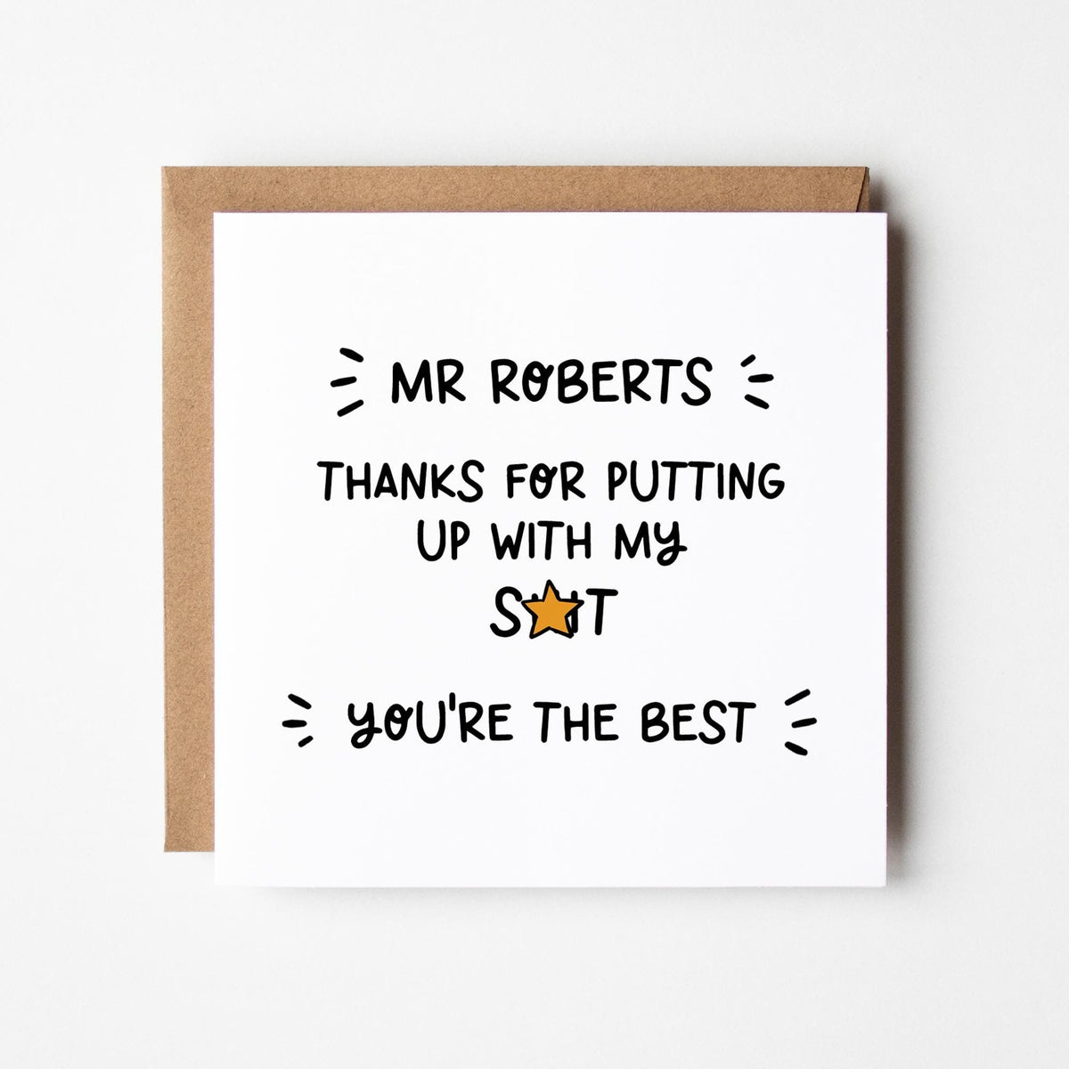 Rude Funny Thank You Teacher Card • Personalised Card for Teacher • Card from Pupil • Rude Teacher Card