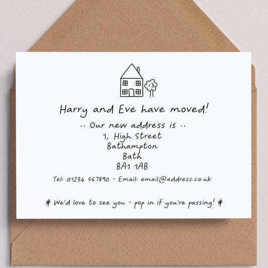 pre-printed change of address Card with kraft envelope
