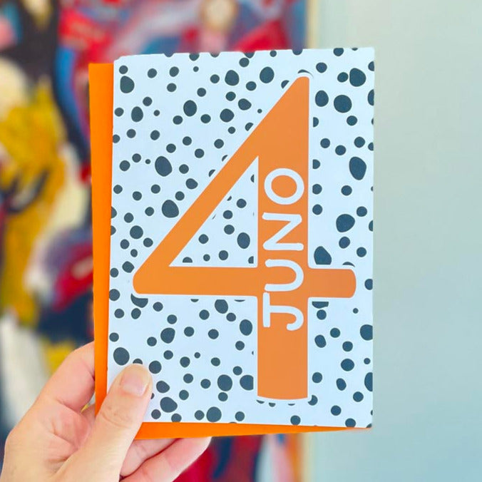 personalised birthday number card - 4 orange
