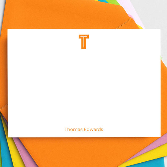 Colourful children's personalised stationery set with a white card