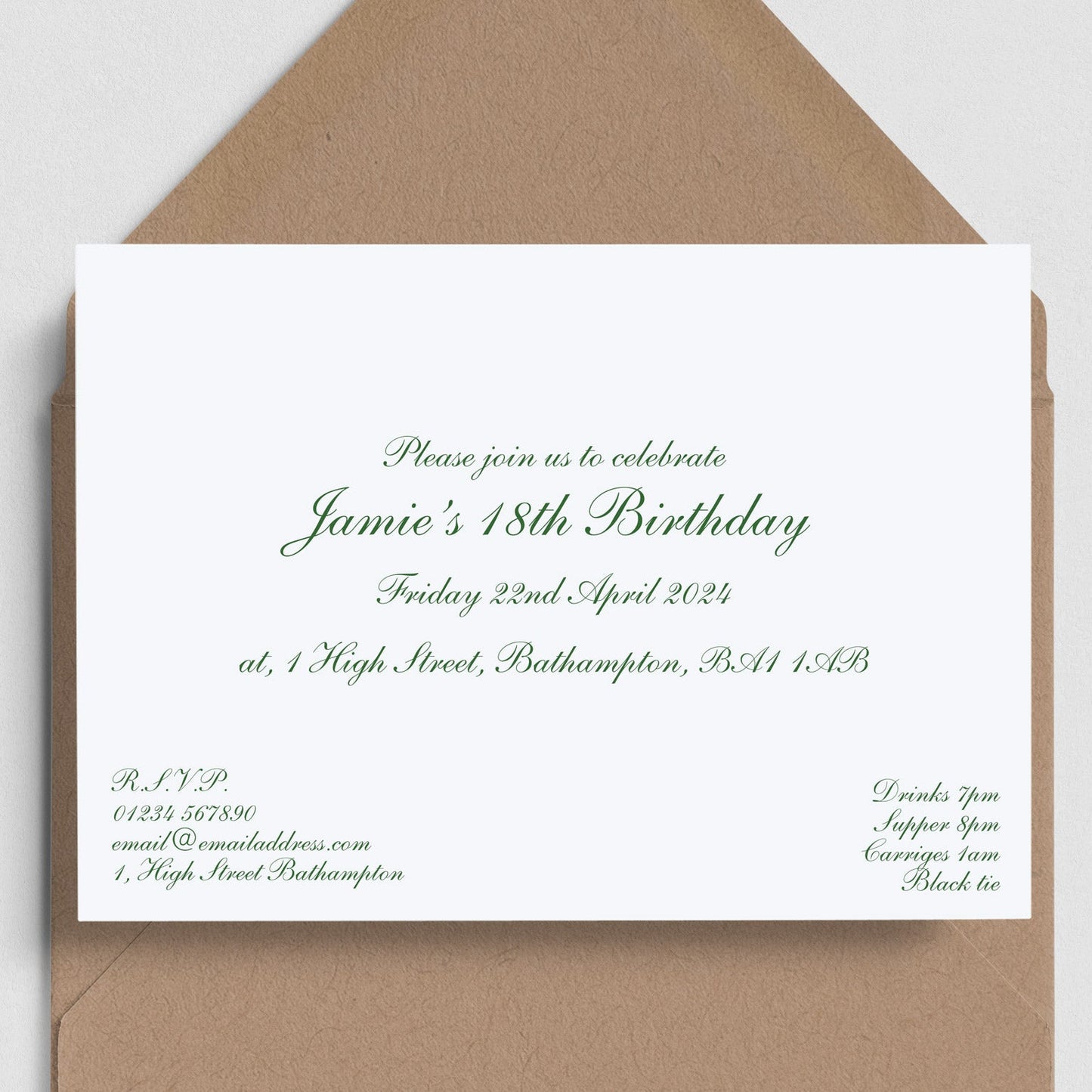 Formal Invitation card on a white background